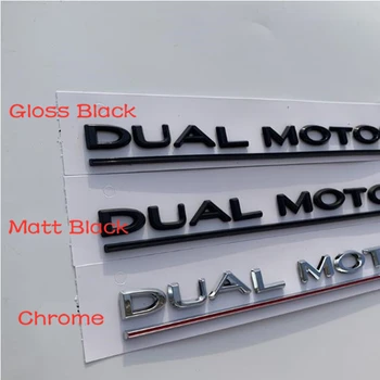 شراء100pcs Good Quality DUAL MOTOR ABS Rear Letters Emblem Accessories Trunk Boot Stickers Chrome Black Badge For Tesla Model 3