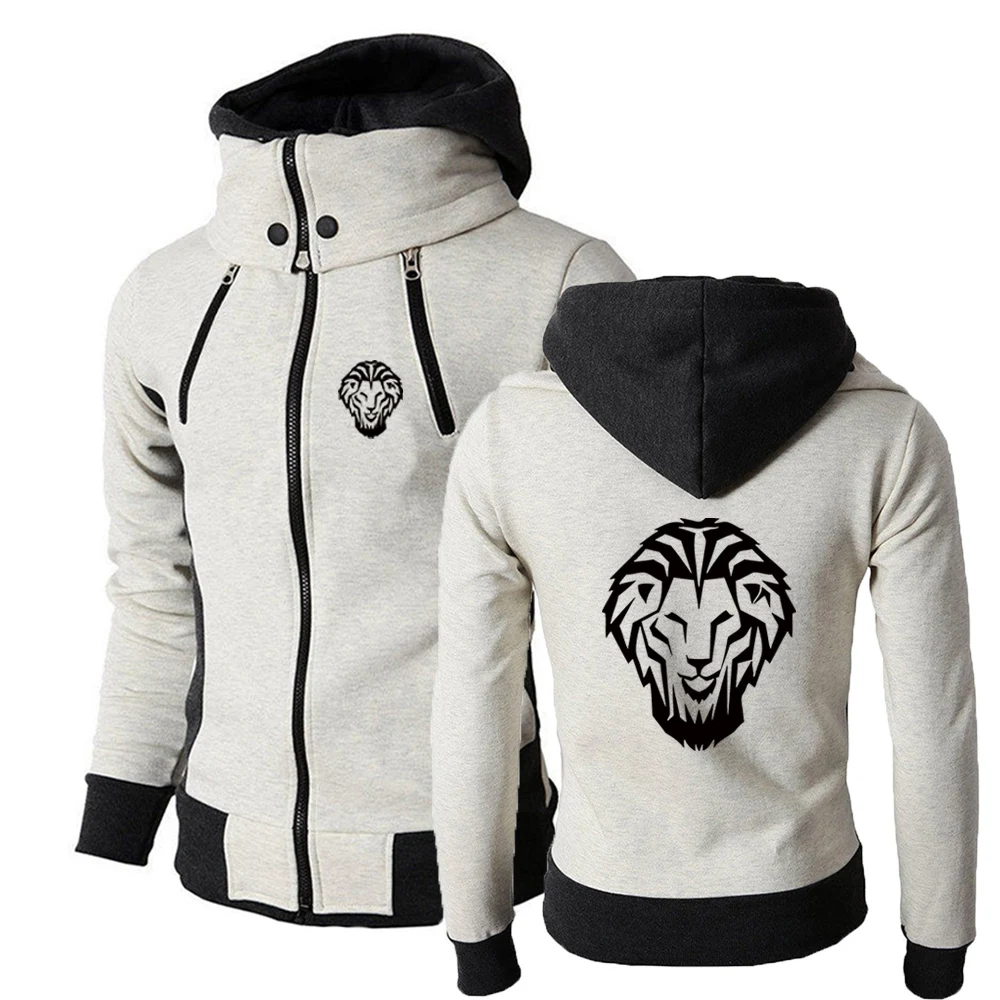 Men Autumn Winter Warmer Hoodie Jacket Casual Double Zipper