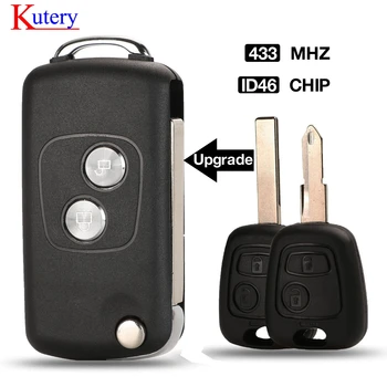 

kutery Remote Car Key Fob For Citroen C1 C2 C3 C4 Saxo Xsara Picasso Peugeot 106 206 306 307 107 207 407 Partner 433mhz id46