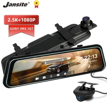 

Jansite 2.5K+1080P Dash Cam Front and Rear Car DVR Streaming Mirror Video Recorder Registrar Rearview Mirror Camera Night Vision
