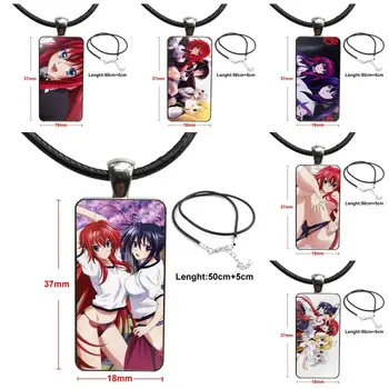 

Akeno Rias Gremory High School Dxd For Women Jewellery Glass Cabochon Pendant Necklace Rectangle Fashion Necklace