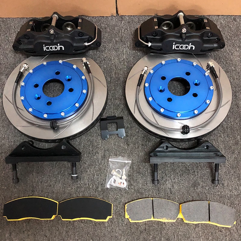 

ICOOH Brake System Black Blue Brake Kit 4 Pot Caliper with Disc 330*28MM for bmw nissan golf