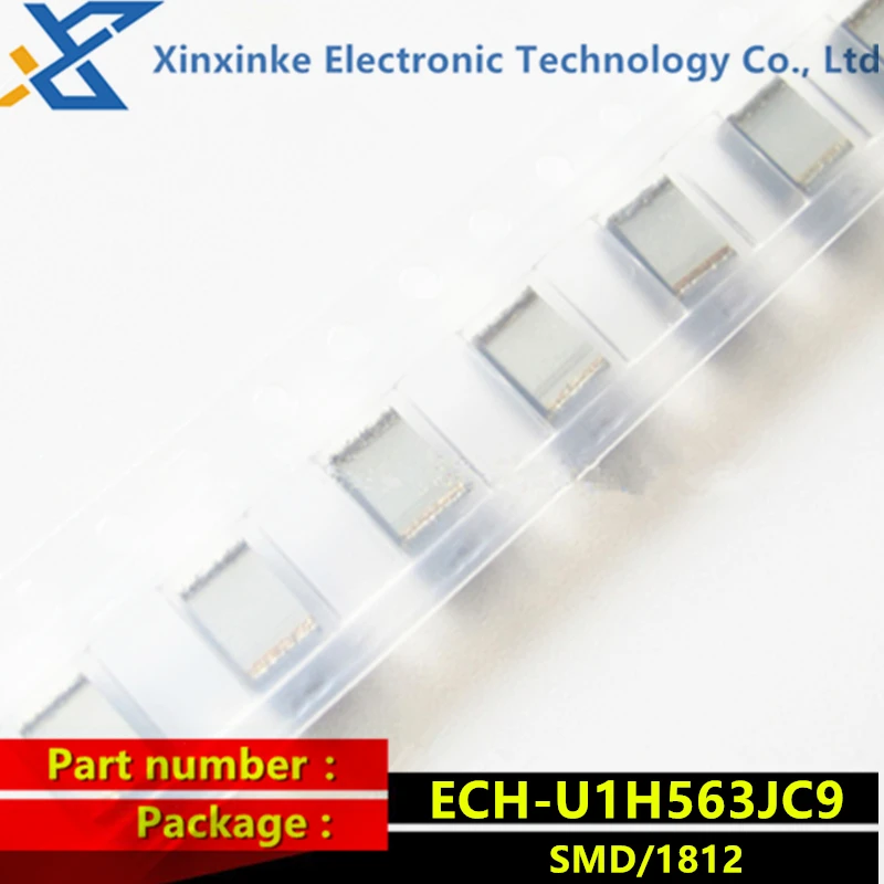 10PCS ECHU1H563JC9 SMD Metallized Film Capacitor 0.056uF 50VDC 5% 2% PPS 1812 56nF ECH-U1H563GC9 CBB Polyester Capacitance echu1h224gc9 smd metallized film capacitor 0 22uf 50vdc 2% pps film 2416 ech u1h224gc9 cbb polyester capacitor