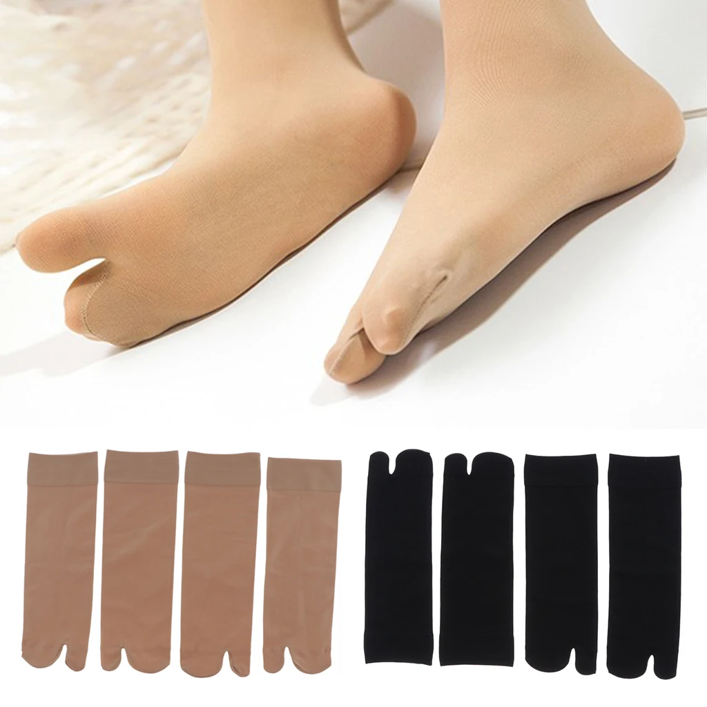 2 Pairs Women Mens Silky Tabi Socks Non Slip Ankle Breathable Crew Socks