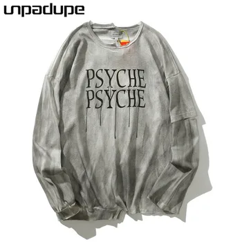 

UNPADUPE 2019 Mens High Street Tide Brand Tshirts Autumn&Winter New Base Long T Punk Rock Tie Dyed Men Long-Sleeved T-Shirt Male