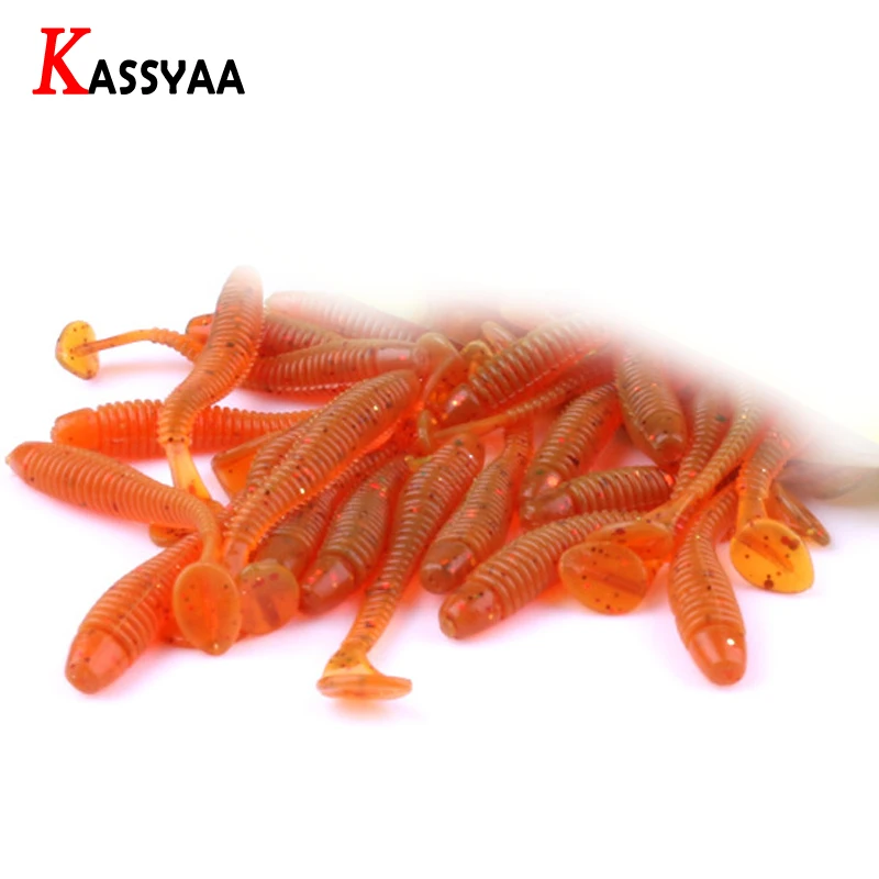 

50pcs/bag 50mm 0.8g Fishing Soft Lures Jig Wobblers T Tail Soft Worms Rubber Swimbait Pesca Fishing Bait Quality Silicone Baits