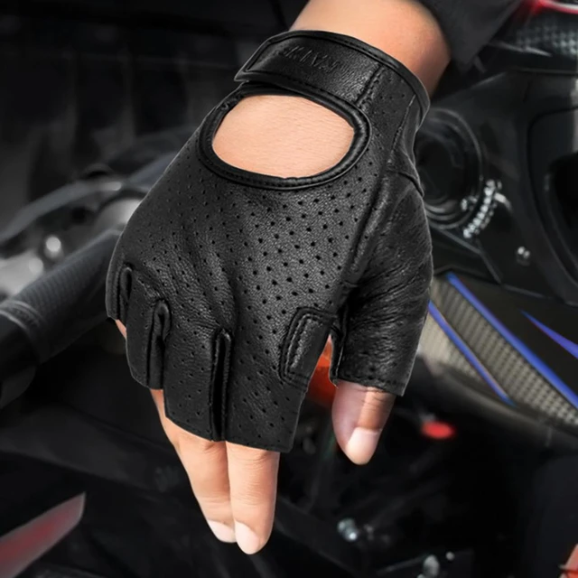 Shop Generic Leather Half Finger Gloves Mesh Fingerless Gloves