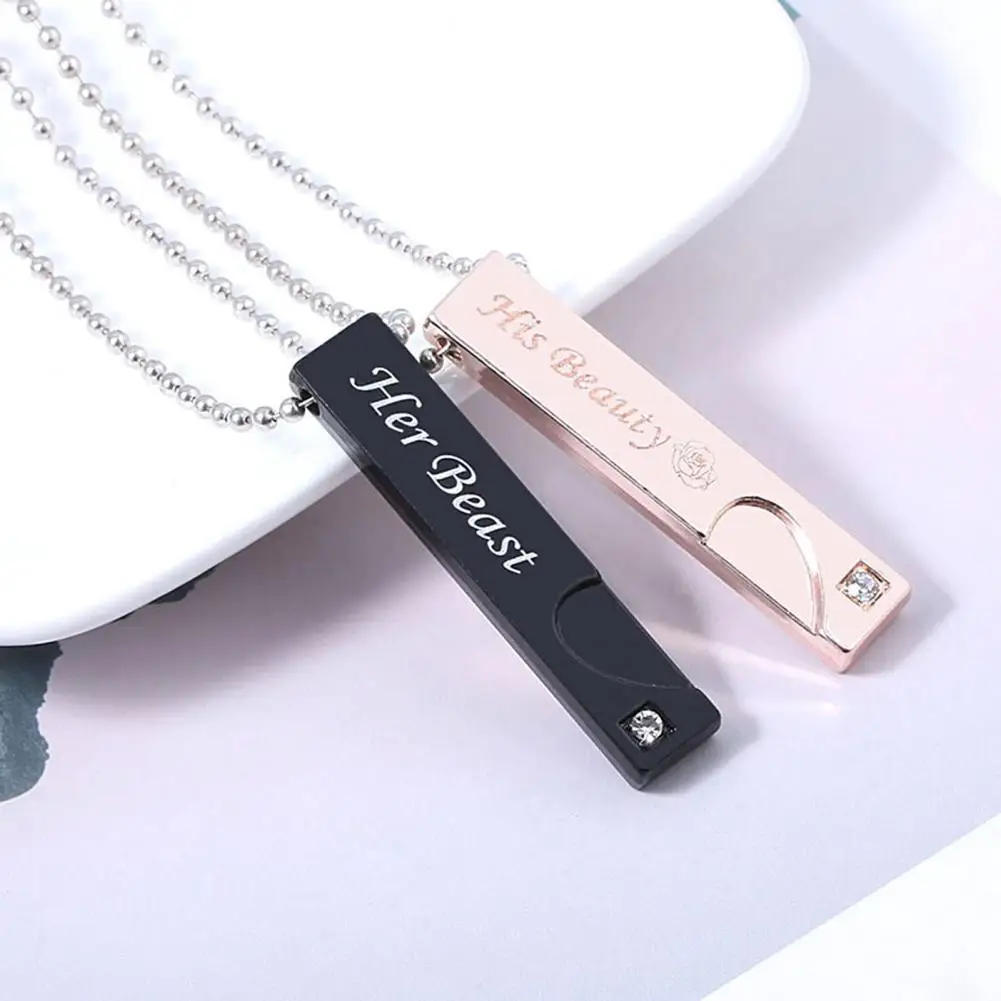 Beast Couple Letter Necklace 