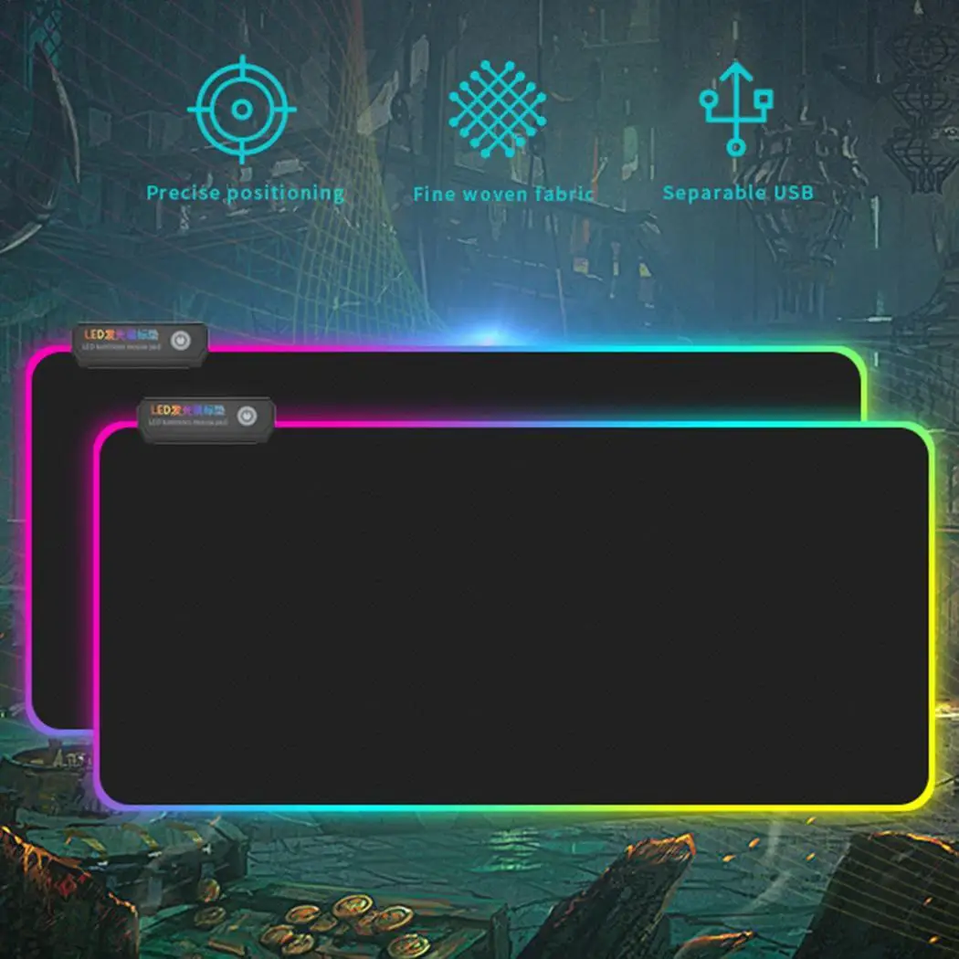 

LED illuminated Keyboard Pad RGB Mouse 5V Pad 3 mm Game Thickened about 0.75W Colorful Square Lights Black