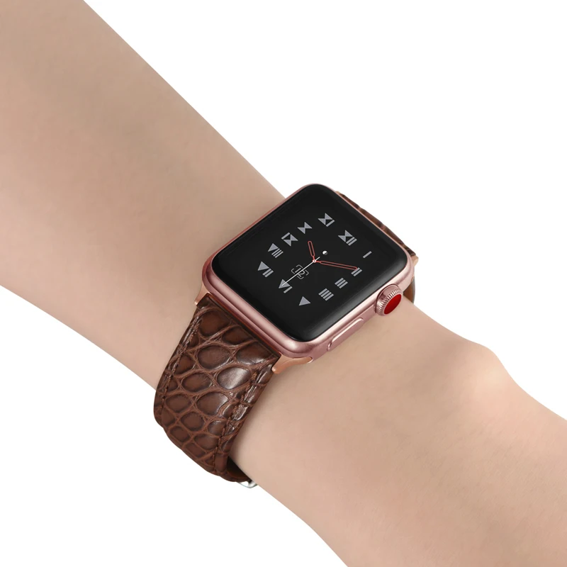 Ремешок для Apple watch band 5 4 44 мм 40 мм Франция Аллигатор Натуральная кожа correa iwatch band 3 2 42 мм 38 мм топ процесс браслет