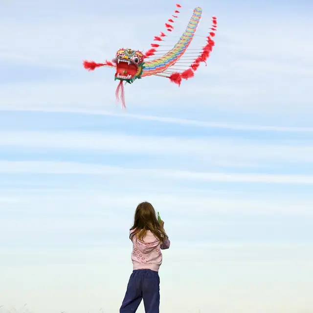 1-1.7m Chinese Traditional Dragon Kite Flying Plastic Foldable Outdoor Single Line Kite for Adult Sport Flying Toys for Children 6