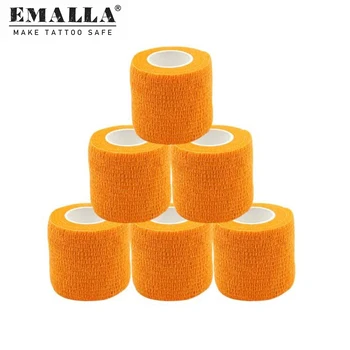 

EMALLA 5/10/20PCS Orange Disposable Tattoo Grip Cover Self Adhesive Elastic Bandage Handle Grip Tattoo Machine Grip Accessories
