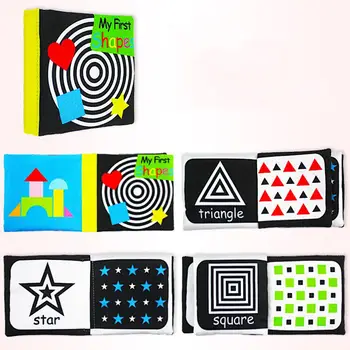 

4Pcs Baby Washable Shape Number Color Word Early Education Cloth Book Learn Toy recognize color graph shape English gifts toys