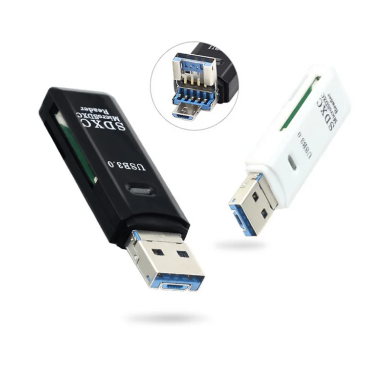 Для Windows USB 3,0 кард-ридер 2-в-1 два слота TF защищенная цифровая карты памяти телефона компьютера Адаптер прочный