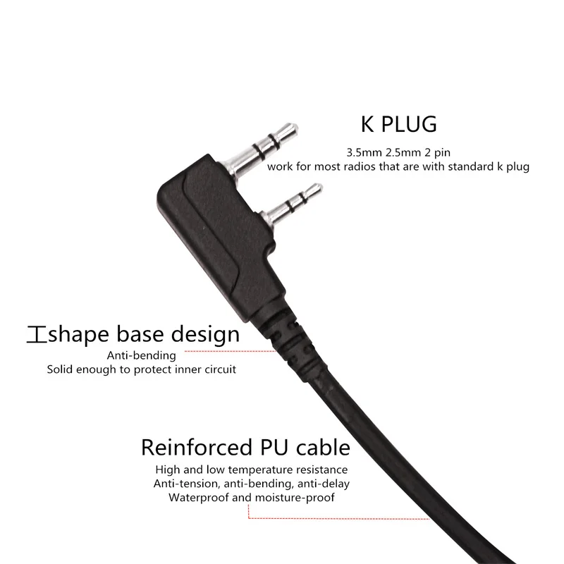 G Shape Earpiece Headset with PTT Mic, Compatible with Baofeng UV-5R, BF-888S, BF-F8HP, BF-F9, UV-82, UV-82HP, UV-82C, TK-2107