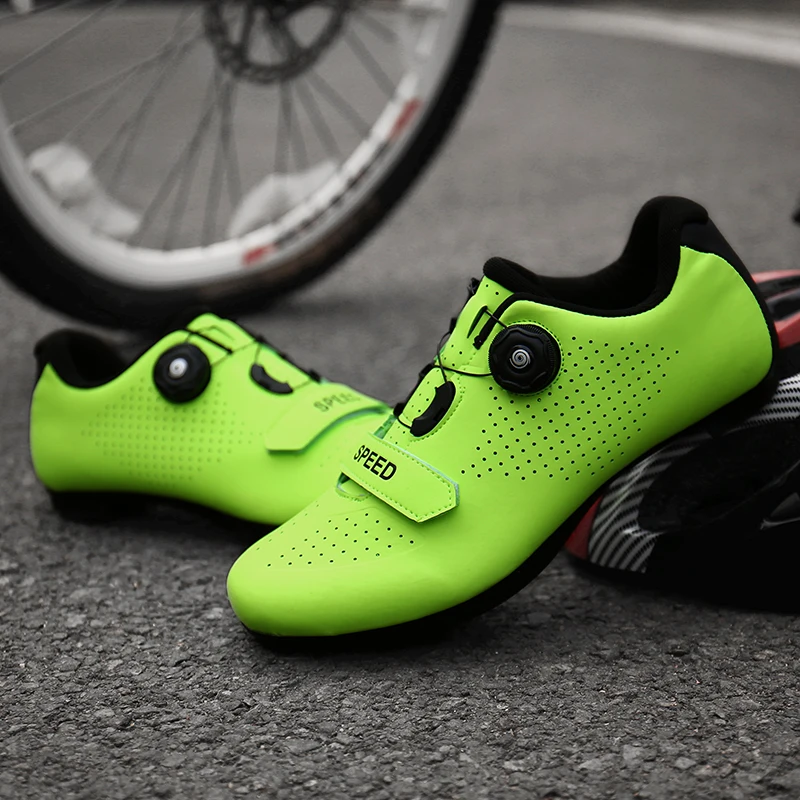 

Self-Locking Road Cycling Shoes Men 2021 Sapatilha Ciclismo Breathable Green Racing Bike Sneakers Professional Triathlon Shoes