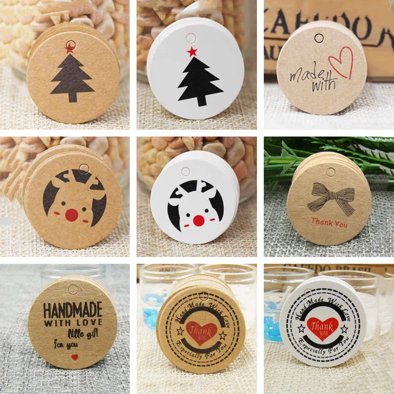 

100pcs Paper Tag Round Cute Tag For Handmade Party Gift Cards Baking Display Packing Label Card Jewelry Charms Decorative Tag