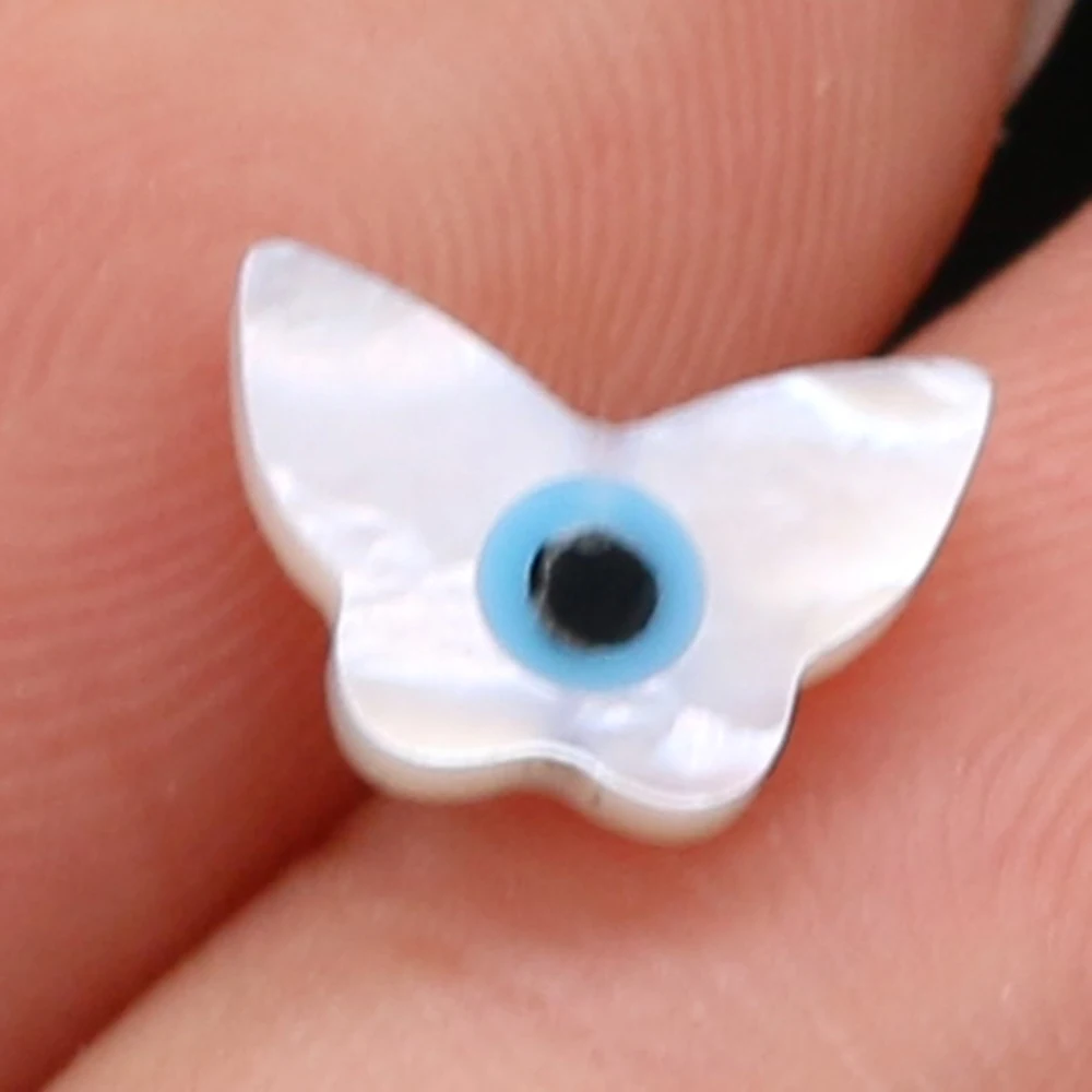 4 Stück natürliche Muschel blau griechisches Auge böser Blick Perlmutt Perlen Charms für DIY Schmuckherstellung Halskette Armband Zubehör – Detail 30