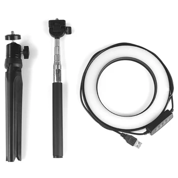 

Hot 3C-10 Gear 3 Color Beauty Fill Lamp Small Photography Ring Led Lamp Usb Photo Photography Lights with Stand Makeup(black)