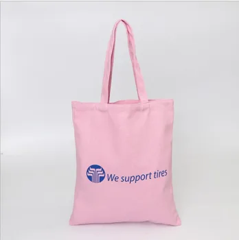 

Pink Canvas Handbag can print logo Makeup Recycled Cotton Shopping Bag