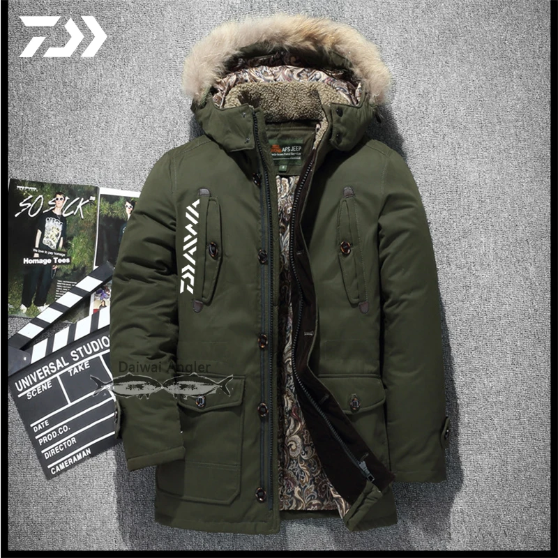 

Daiwa Fishing Jacket Winter Fishing Suit Windproof Button Pocket Solid Velvet Fishing Shirt Hoodie Men Outdoor Fishing Clothing
