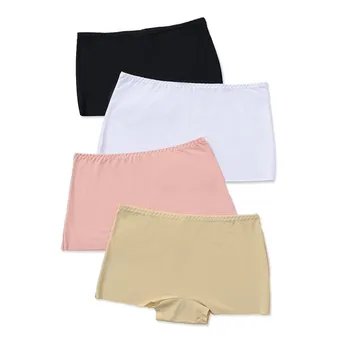 

4pcs Safety Short Pants Ice Silk One-piece Seamless Anti-light Four-corner Boxer Briefs New Women High Waist Solid Underwear New