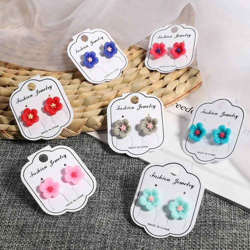 

New 1Pair Acrylic Five-petal Flower Copper Needle Stud Earrings Femme Brinco Jewelry for Women Delicate Gift