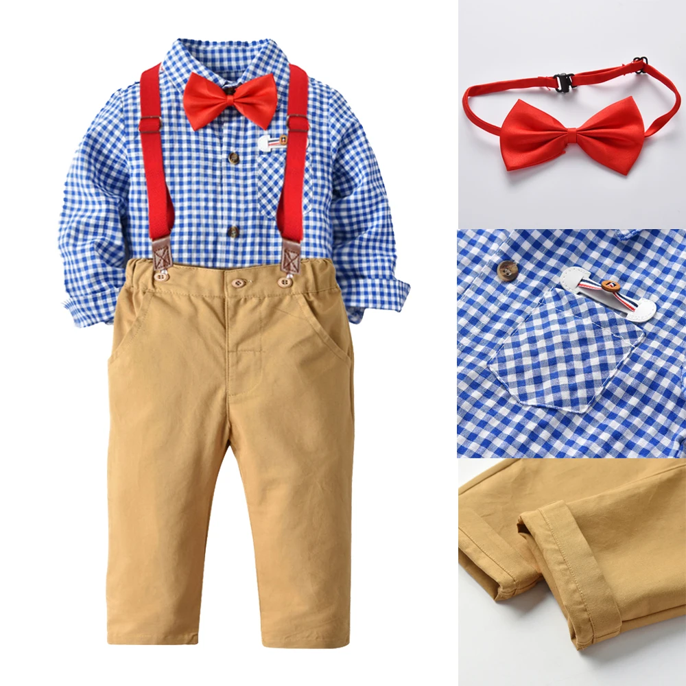 Autumn Boys Gentleman Clothes Kids Outfits Suits Toddler Clothes Children Clothes Wedding Christmas Party Clothing Set 2-7 Years