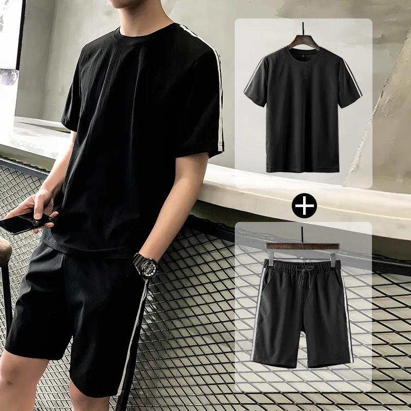 

Multi--Set Summer MEN'S Short-sleeved T-shirt Korean-style Leisure Sports Suit Handsome a Set of Half Sleeve Clothing