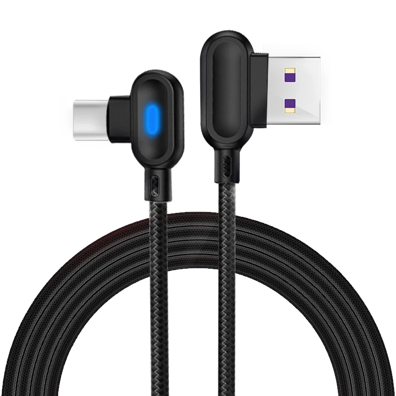 0,25 м usb type C кабель 90 градусов USB A к type C быстрое зарядное устройство для samsung USB C кабель для передачи данных для Xiaomi huawei зарядный шнур провода - Цвет: Black