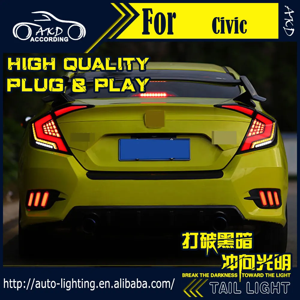 Автомобильный Стайлинг задний фонарь для Honda Civic задние светильник s- Civic X светодиодный фонарь светильник светодиодный динамический сигнала поворота Стоп-сигнал заднего хода авто
