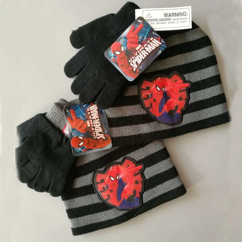Детские шапки Человека-паука для маленьких мальчиков, набор перчаток и шарфов, зимние вязаные шапки с героями мультфильмов, подарок на Рождество и год - Цвет: NO.8