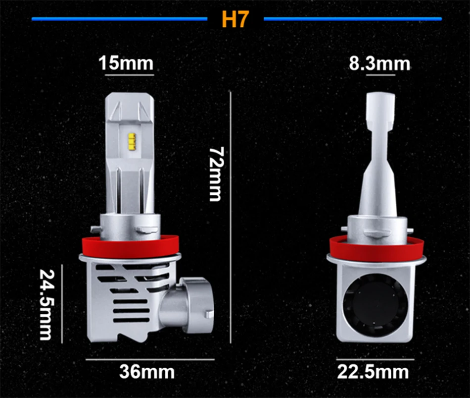 1 комплект мини-размер чипы ZES H8 H9 H11 M3 светодиодный фар H4 H7 9005 9006 HB3/4 небольших 1:1 лампы Turbo вентилятор 60 Вт 10000LM 6K LUMI светодиодный лампы