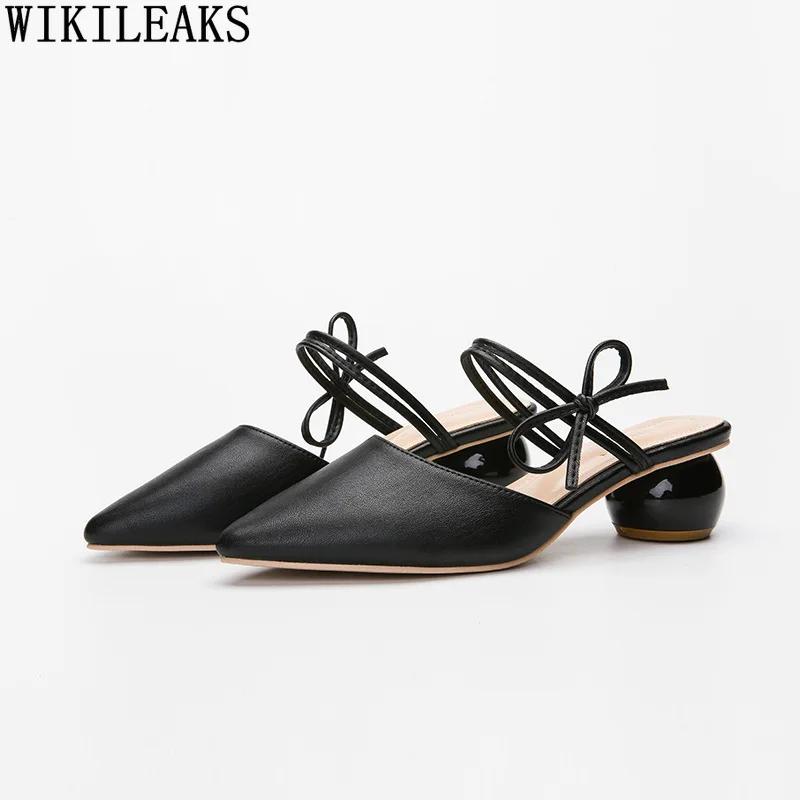 

Мюли женские летние 2024 туфли-лодочки женская обувь на высоком каблуке пикантные тапочки с бантом-бабочкой и ремешком на пятке женские Тапочки