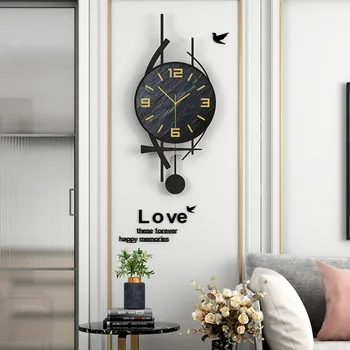 

Vintage Wall Clock Pendulum Large Quartz Room Watch Creative Antique Design Home Decor Horloge Wall Stickers Free Shippin WF