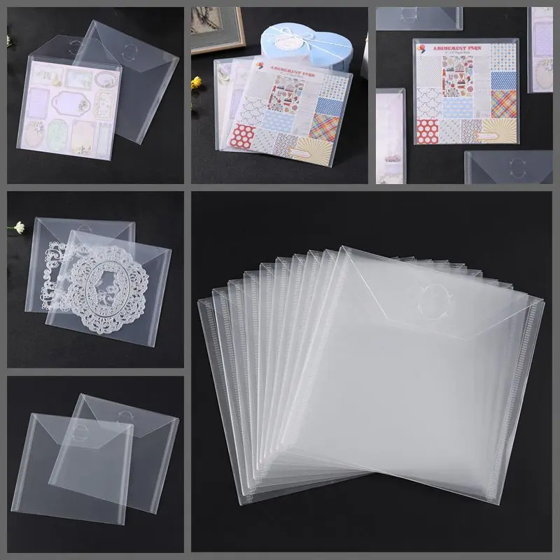 10Piece Set 6.4*6.4Inch Square Transparent Portable Storage Bag Use To Store Die Stamp Background Paper Bump Template Card Cover