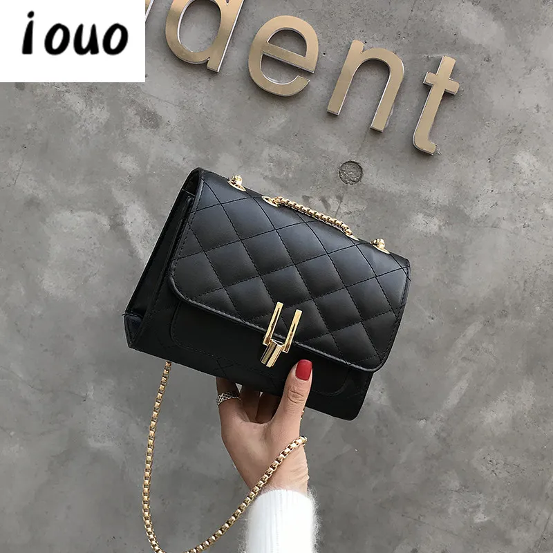 

iouo shoulder bag women 2020 new ladies handbags trendy rhombus chain Korean version of the wild messenger bags