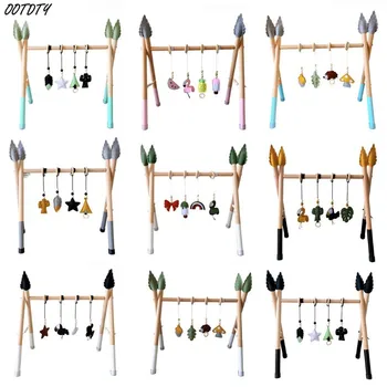 

1Set Nordic Style Baby Gym Play Nursery Sensory Ring-pull Toy Wooden Frame Infant Room Toddler Clothes Rack Gift Kids Room 0-3M