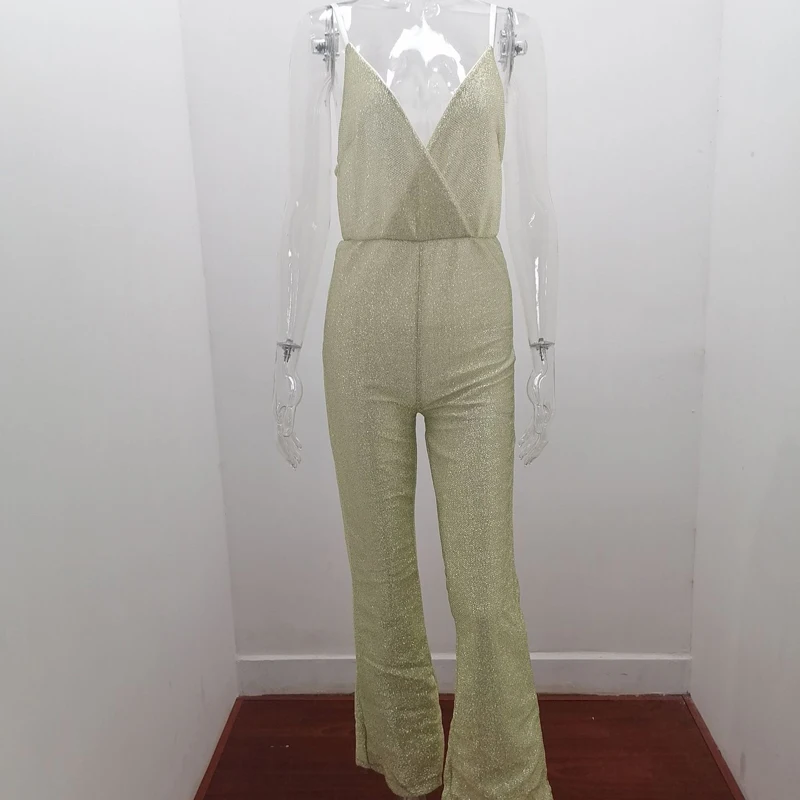New Long Jumpersuit Women Rompers  2021 Elegant Sexy Shiny Solid Sequins Outfits Plus Size Fashion Free Shipping Items Clothes