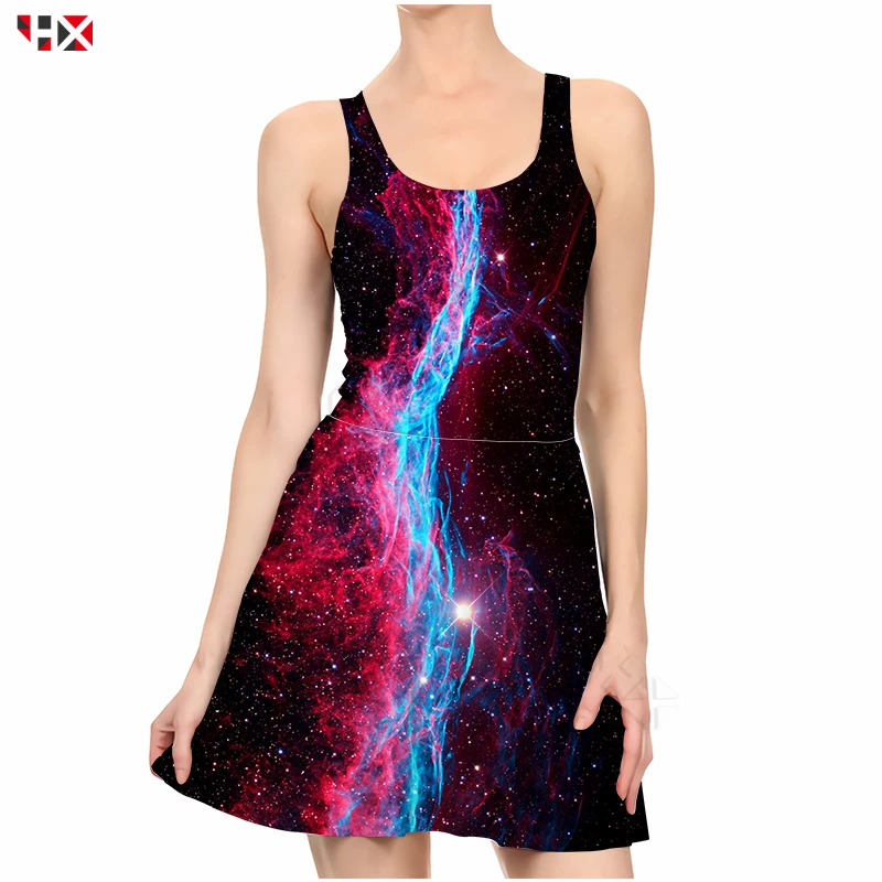 Красочное звездное небо пикантные женские платья с 3D принтом повседневное дикое