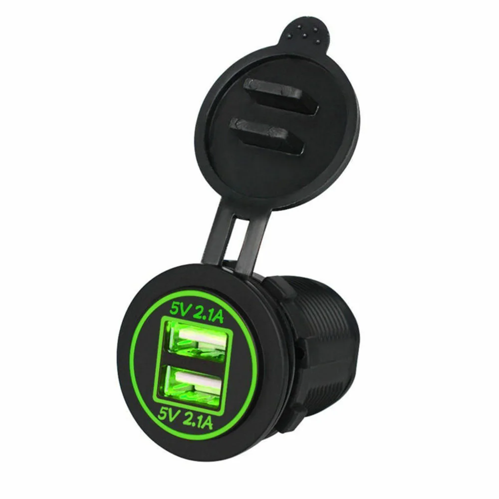 

12/24V Car Cigarette Lighter Socket Dual 2.1A USB Port Charger Power Outlet LED