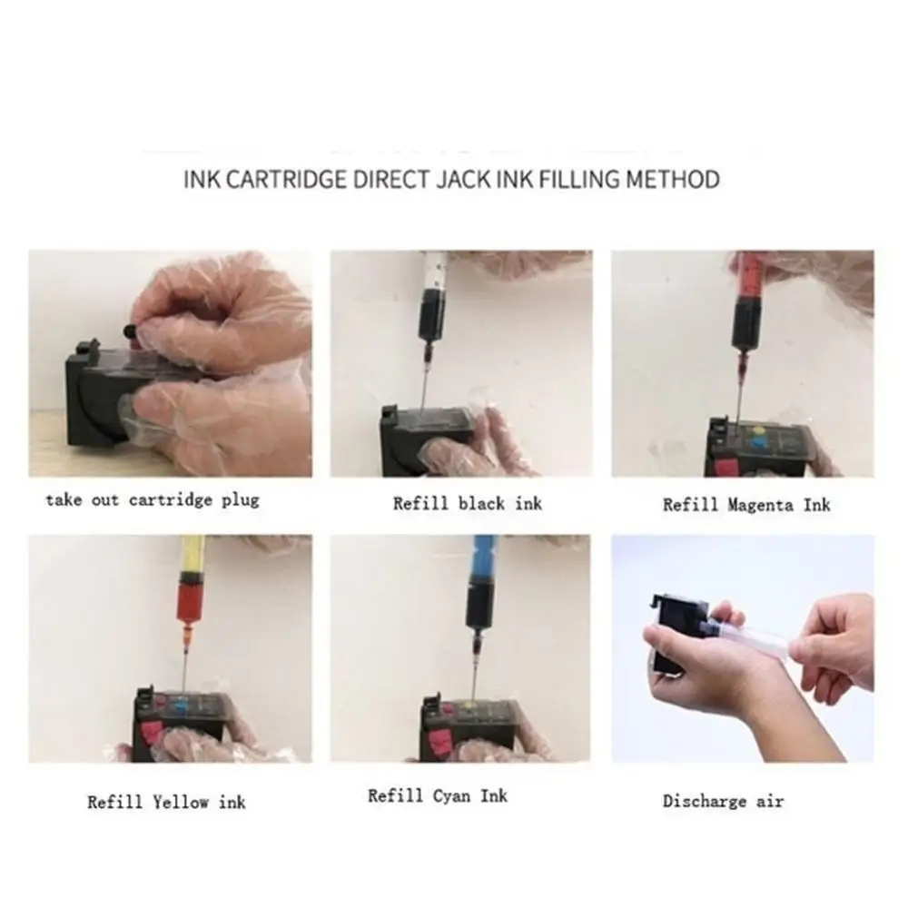 30ml Refill Ink Kit Fit For Hp 803 65 61 Dye Ink for Canon 4-Color Color Printer Inkjet Printers CISS Cartridge Dye Ink Kit Ink Refill Kit Dye Ink Refill Ink Cartridge Refill Kit Ink Refill