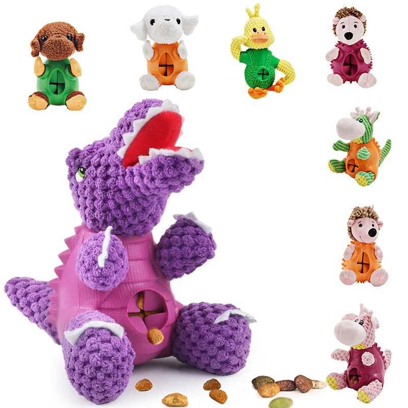 

Dog Toy Chew Dispenser Leakage Food Play Pet Dog Squeaking Toy Dinosaur Food Feeder Pet Dental Teething Training Toy 391345