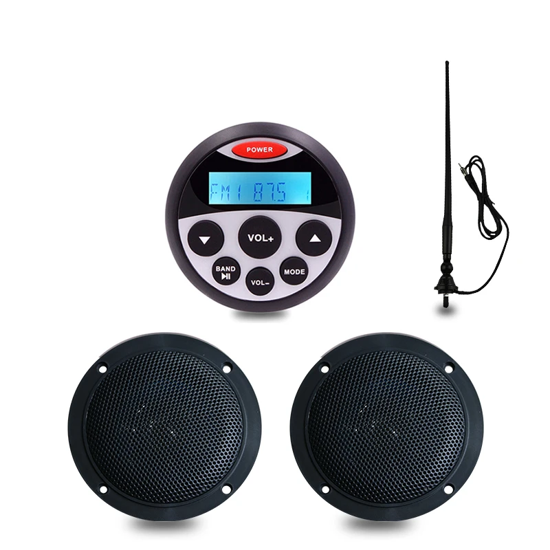 Водонепроницаемый морской Bluetooth аудио стерео радио MP3 плеер+ " морские колонки+ FM AM антенна для ATV SPA Гольф лодка тележка мотоцикл
