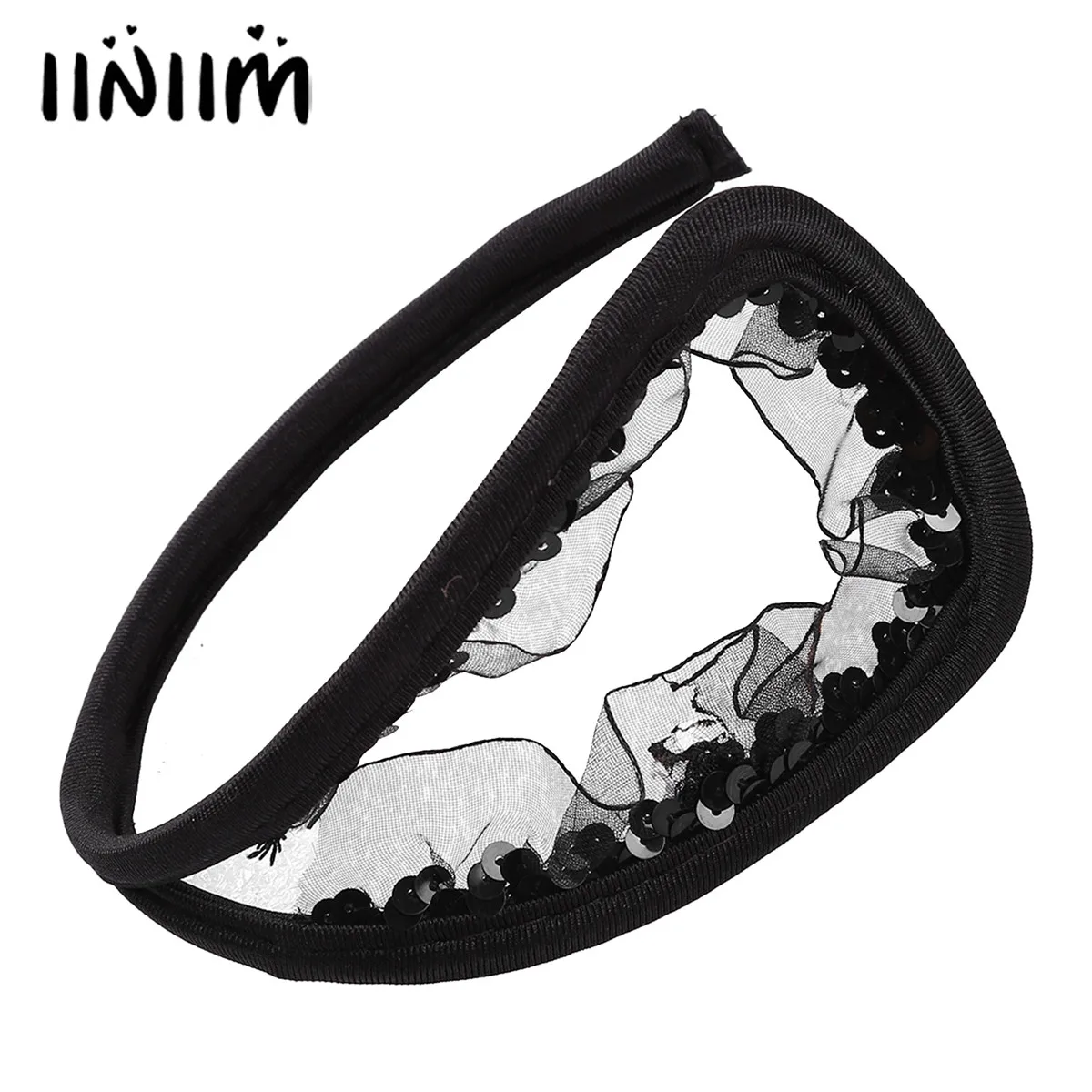

Women Erotic Panties Lace Trimming Sequined C-string Hollow Out Frilly Invisible Thongs Sexy Lingerie Underwear Underpants