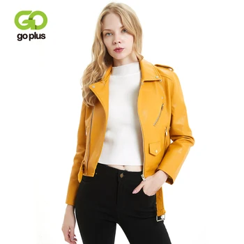 GOPLUS-Chaqueta de piel sintética para Mujer, abrigos en color negro, blanco, rosa, amarillo, rojo vino, con Blet Ramoneska Cycliste
