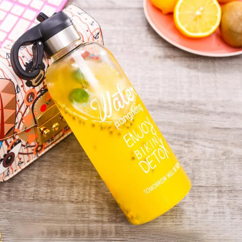 

700ml Glass Water Cup for Water Bottles Drink with Hook Transparent Sport Korean style Heat resistant Tea Milk Fruit Bottle