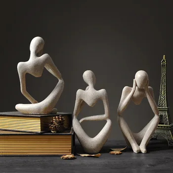 

Nordic Sandstone Abstract Figure Home Decoration Accessories Creative Portrait Sculpture Crafts Modern Statue HomeDecor Art Gift
