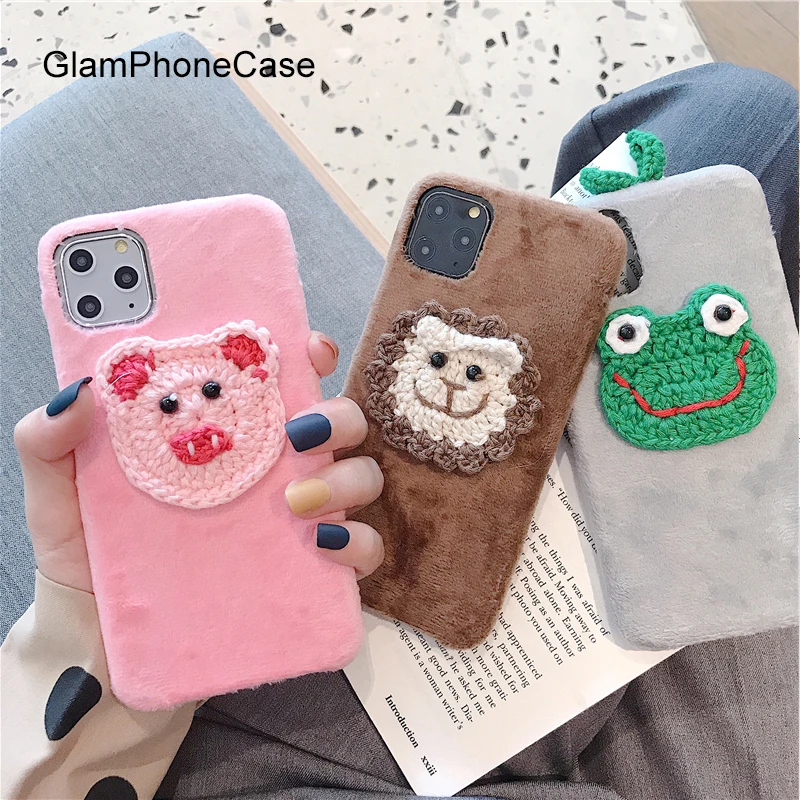 

GlamPhoneCase Plush Small Animal Phone Case For iPhone11Pro/Max X XS Max XR Soft Silicone Cover For iPhone11 7 8 6 6s Plus Case