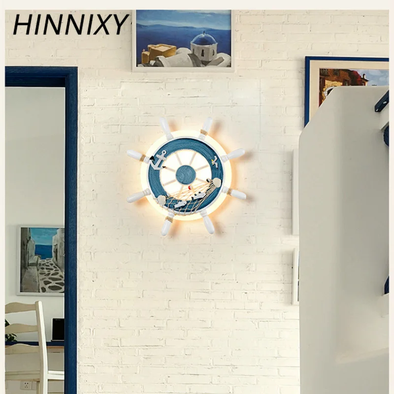 Hinnixy синий в форме руля ночные светильники для детей мальчик спальня океан Стиль
